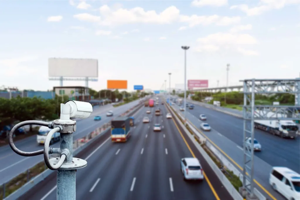 Security camera overlooking highway traffic, relevant to security camera failures in Memphis injury cases and claims.